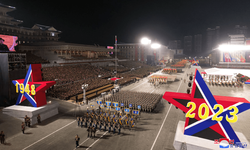 This picture taken on February 8, 2025 and released from North Korea’s official Korean Central News Agency (KCNA) on February 9, 2025 shows a military parade celebrating the 75th anniversary of the founding of the Korean People’s Army in Kim Il Sung Square in Pyongyang. — AFP